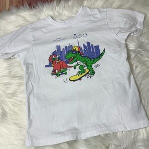 Primark Youth Boy Size 7-8 Years White Shirt with Colorful Dinosaur Graphic